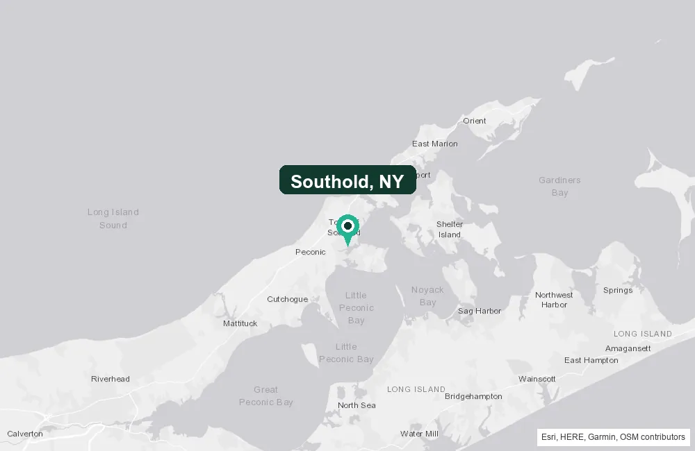 Map of Southold, New York and the surrounding Suffolk County area service area